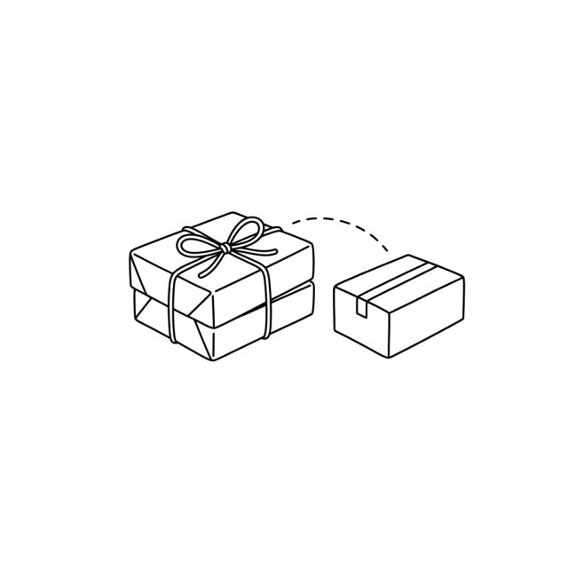 同梱するはずの荷物が別便に分かれるイラスト