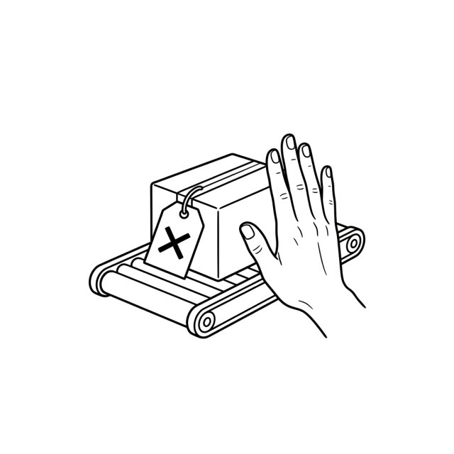 キャンセル済みの荷物を発送前に止めるイラスト